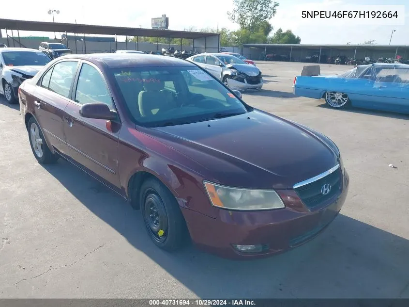 2007 Hyundai Sonata Limited/Se V6 VIN: 5NPEU46F67H192664 Lot: 40731694