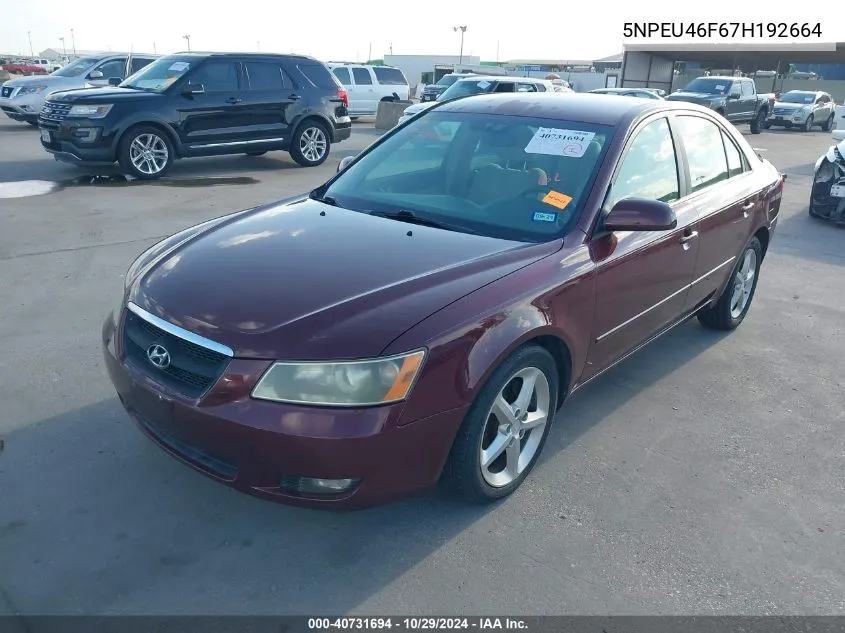 2007 Hyundai Sonata Limited/Se V6 VIN: 5NPEU46F67H192664 Lot: 40731694