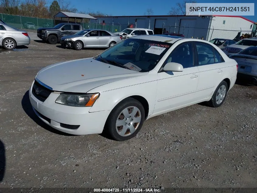 2007 Hyundai Sonata Gls VIN: 5NPET46C87H241551 Lot: 40804725