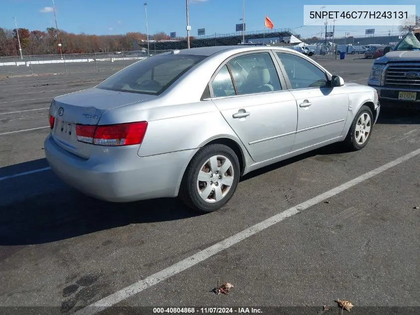 2007 Hyundai Sonata Gls VIN: 5NPET46C77H243131 Lot: 40804868