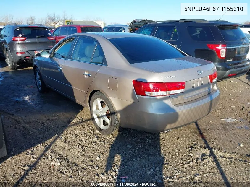 2007 Hyundai Sonata Limited/Se V6 VIN: 5NPEU46F67H155310 Lot: 40806171