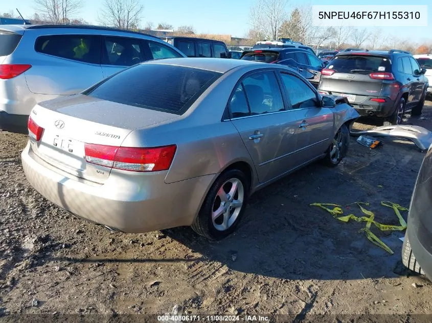 2007 Hyundai Sonata Limited/Se V6 VIN: 5NPEU46F67H155310 Lot: 40806171