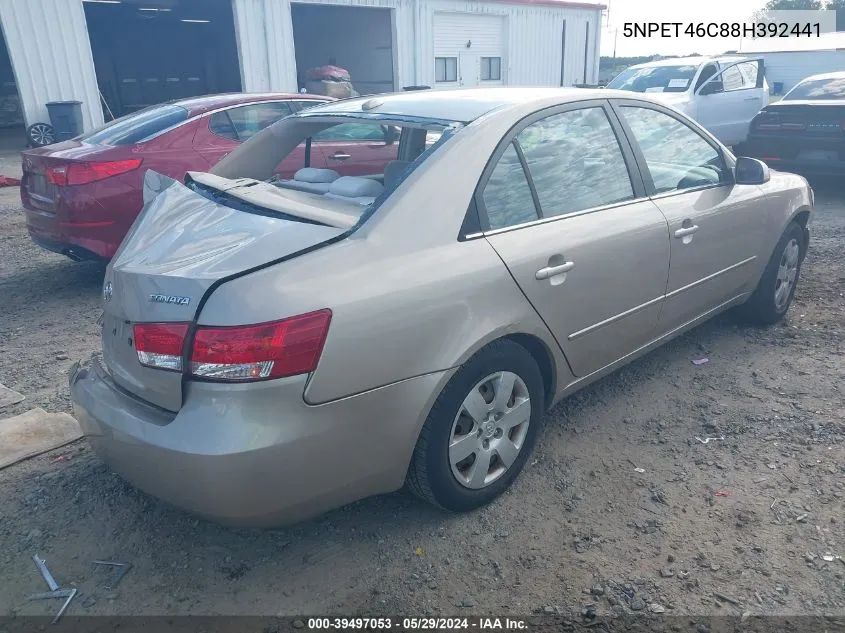 2008 Hyundai Sonata Gls VIN: 5NPET46C88H392441 Lot: 39497053