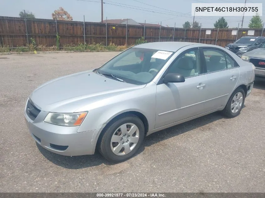 2008 Hyundai Sonata Gls VIN: 5NPET46C18H309755 Lot: 39921577