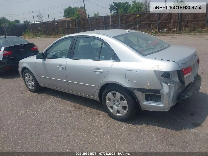 2008 Hyundai Sonata Gls VIN: 5NPET46C18H309755 Lot: 39921577