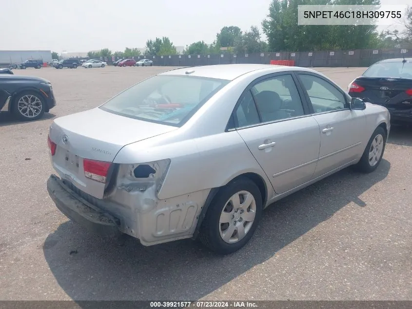 2008 Hyundai Sonata Gls VIN: 5NPET46C18H309755 Lot: 39921577