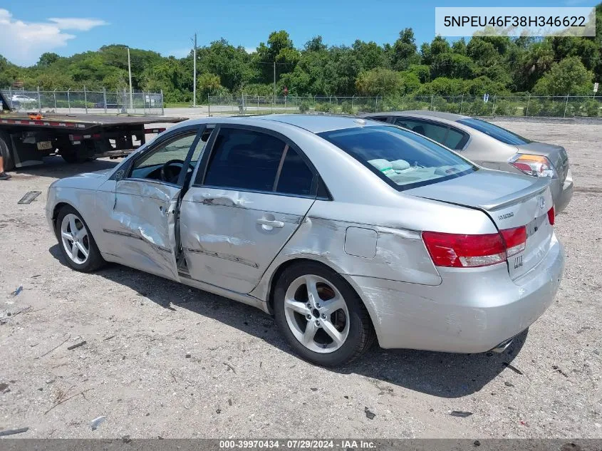 2008 Hyundai Sonata Limited V6/Se V6 VIN: 5NPEU46F38H346622 Lot: 39970434