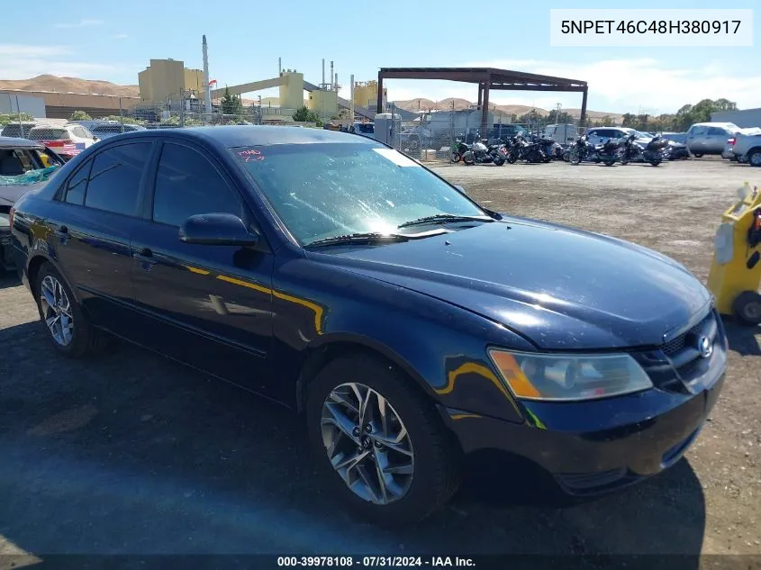 2008 Hyundai Sonata Gls VIN: 5NPET46C48H380917 Lot: 39978108