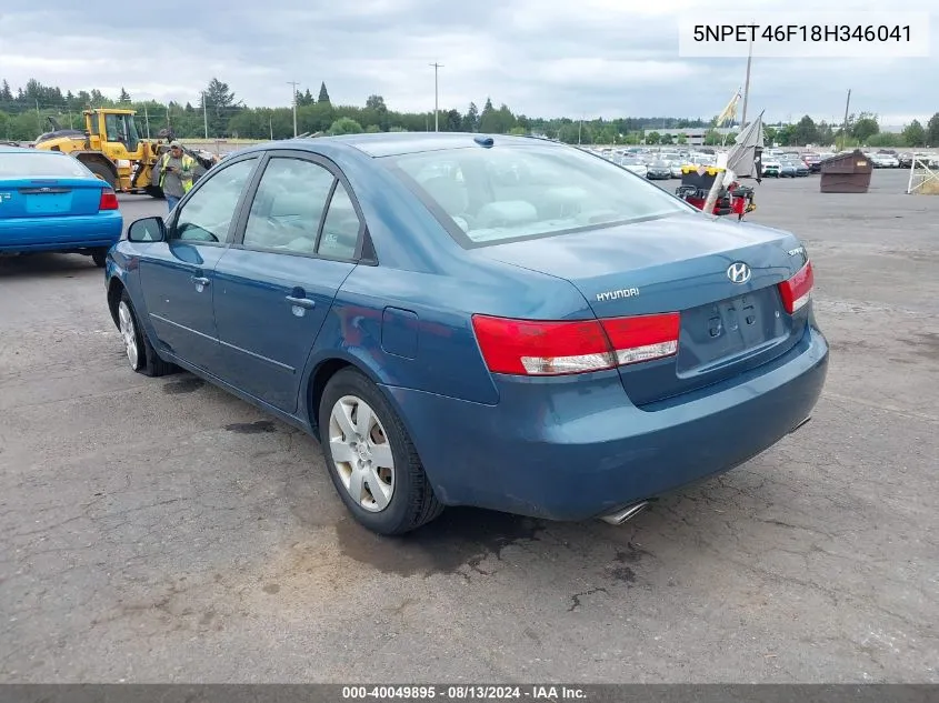 2008 Hyundai Sonata Gls V6 VIN: 5NPET46F18H346041 Lot: 40049895