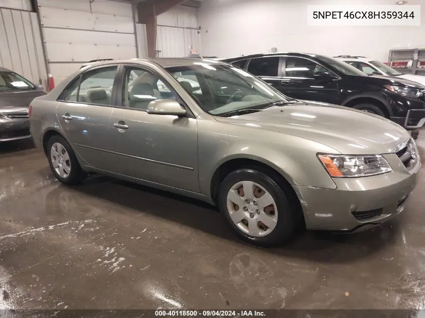 2008 Hyundai Sonata Gls VIN: 5NPET46CX8H359344 Lot: 40118500