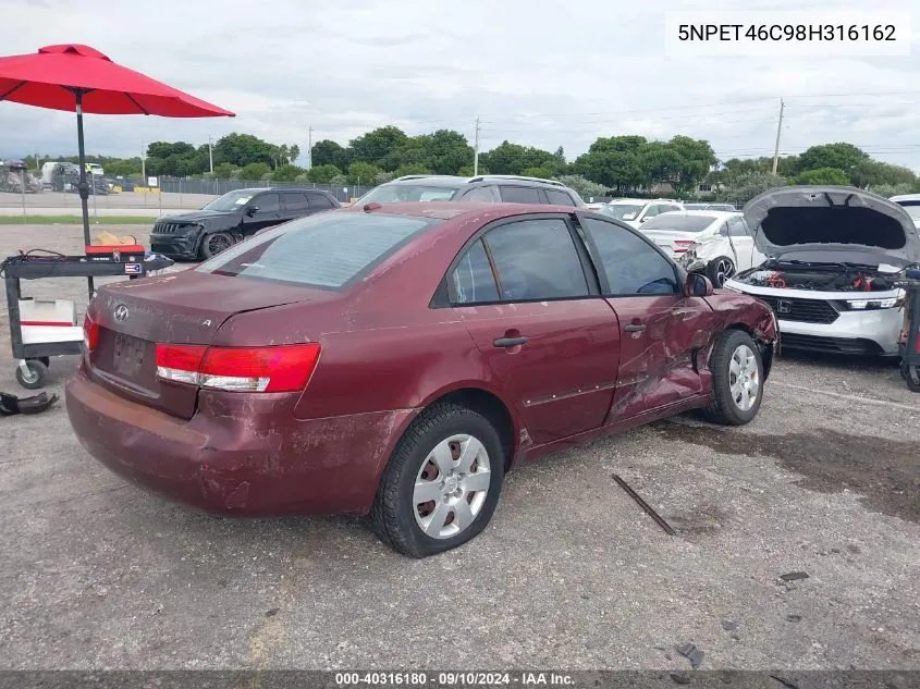 5NPET46C98H316162 2008 Hyundai Sonata Gls