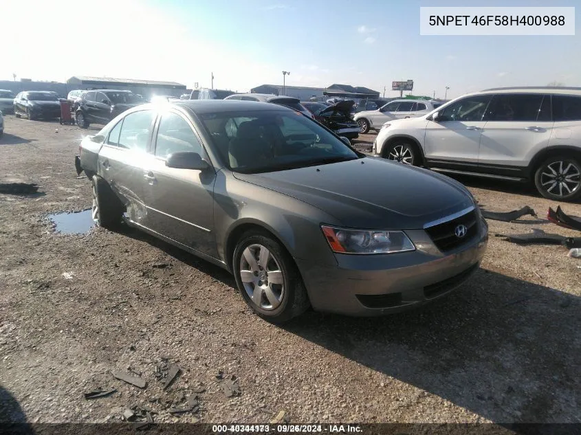 5NPET46F58H400988 2008 Hyundai Sonata Gls V6