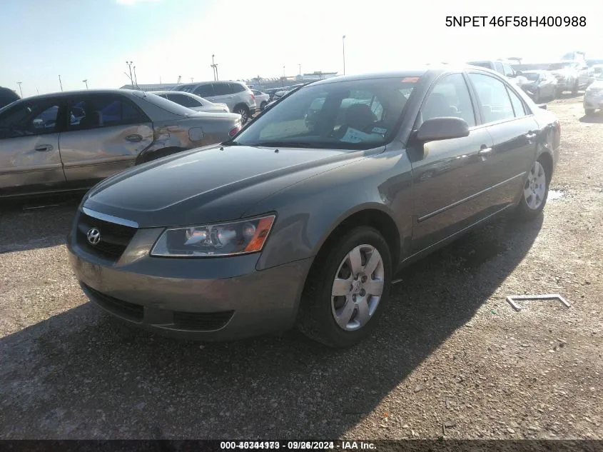 5NPET46F58H400988 2008 Hyundai Sonata Gls V6