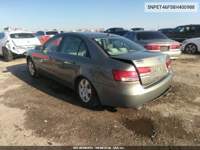 5NPET46F58H400988 2008 Hyundai Sonata Gls V6