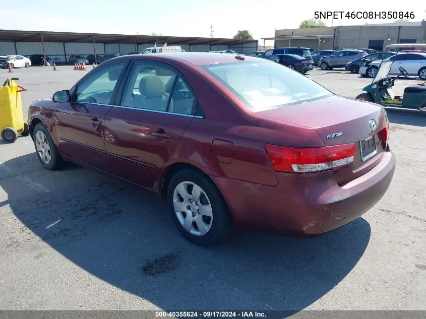 2008 Hyundai Sonata Gls VIN: 5NPET46C08H350846 Lot: 40355624