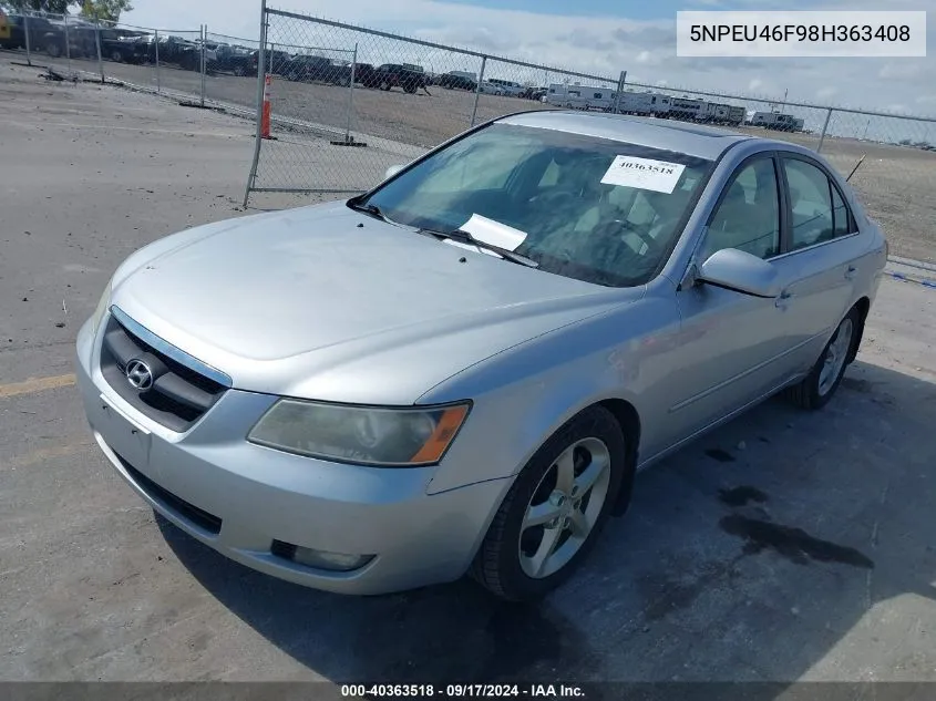 2008 Hyundai Sonata Limited V6/Se V6 VIN: 5NPEU46F98H363408 Lot: 40363518