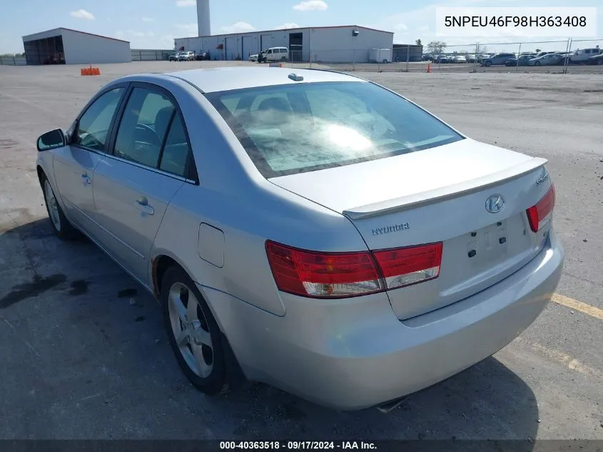 5NPEU46F98H363408 2008 Hyundai Sonata Limited V6/Se V6