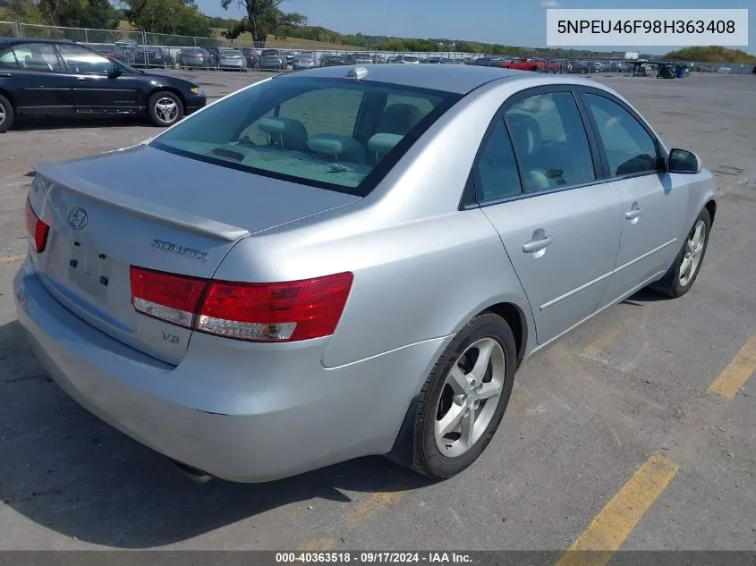 5NPEU46F98H363408 2008 Hyundai Sonata Limited V6/Se V6