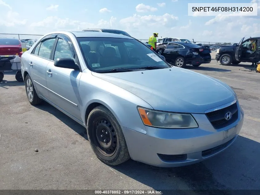 5NPET46F08H314200 2008 Hyundai Sonata Gls V6