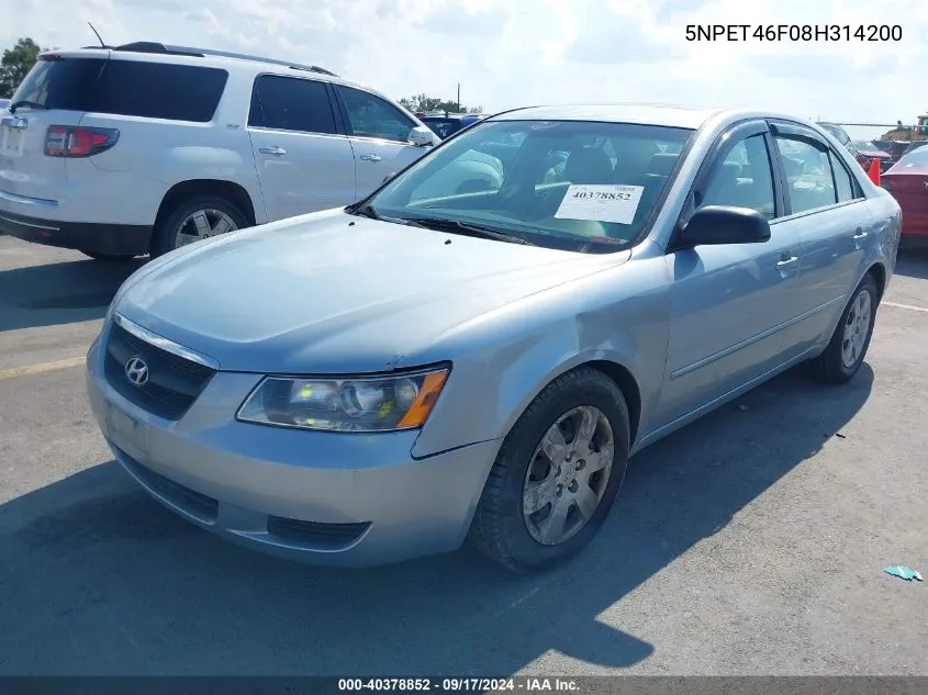 5NPET46F08H314200 2008 Hyundai Sonata Gls V6