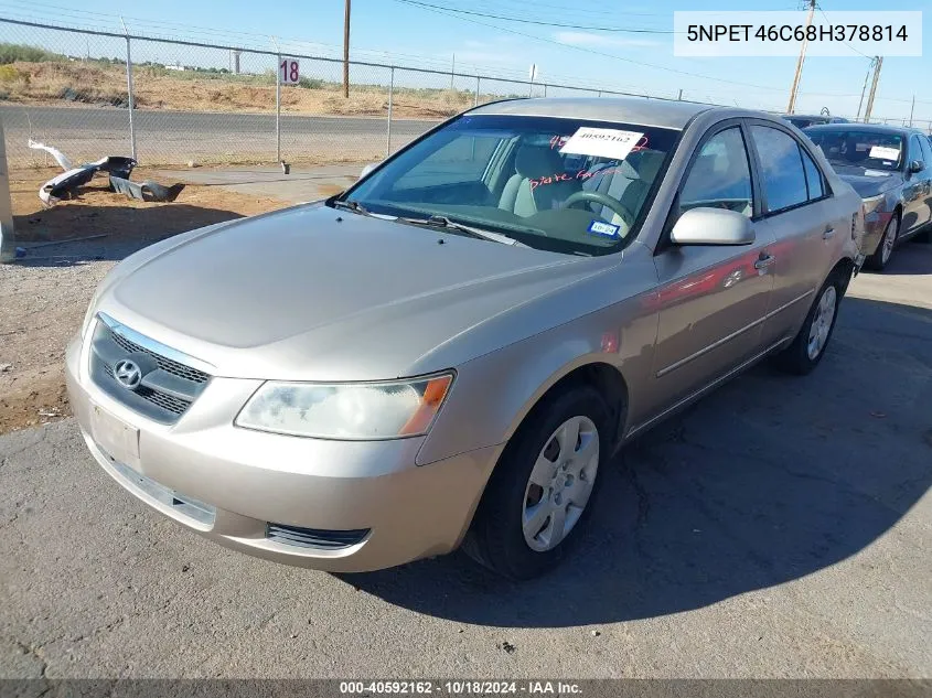 2008 Hyundai Sonata Gls VIN: 5NPET46C68H378814 Lot: 40592162