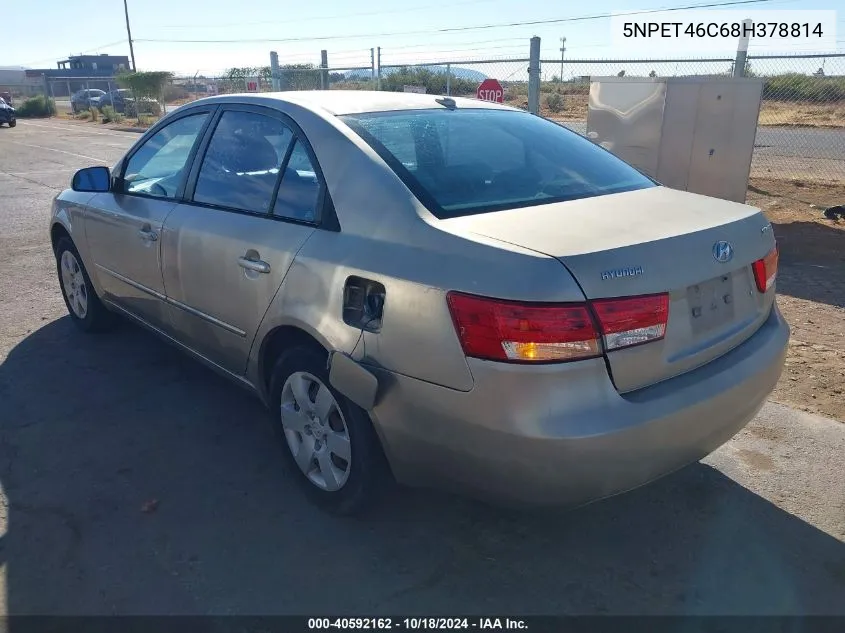 2008 Hyundai Sonata Gls VIN: 5NPET46C68H378814 Lot: 40592162