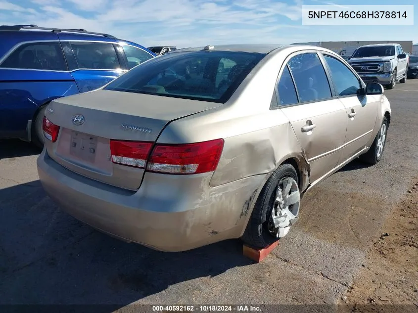 2008 Hyundai Sonata Gls VIN: 5NPET46C68H378814 Lot: 40592162