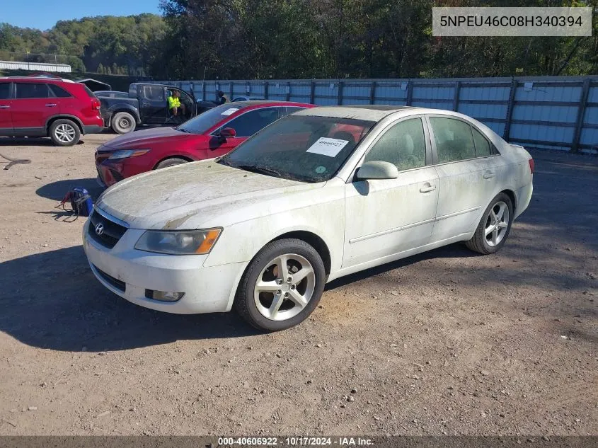 2008 Hyundai Sonata Limited/Se VIN: 5NPEU46C08H340394 Lot: 40606922