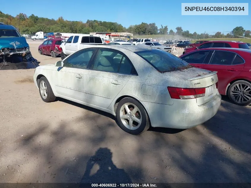 2008 Hyundai Sonata Limited/Se VIN: 5NPEU46C08H340394 Lot: 40606922