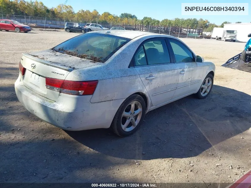 2008 Hyundai Sonata Limited/Se VIN: 5NPEU46C08H340394 Lot: 40606922