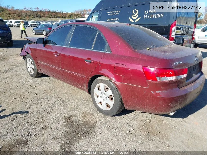 2008 Hyundai Sonata Gls V6 VIN: 5NPET46F18H327442 Lot: 40638333