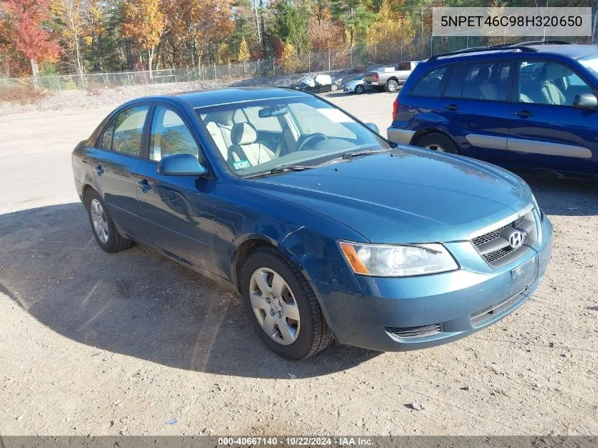 2008 Hyundai Sonata Gls VIN: 5NPET46C98H320650 Lot: 40667140