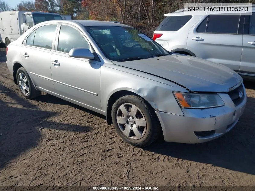 2008 Hyundai Sonata Gls VIN: 5NPET46C38H305643 Lot: 40678845