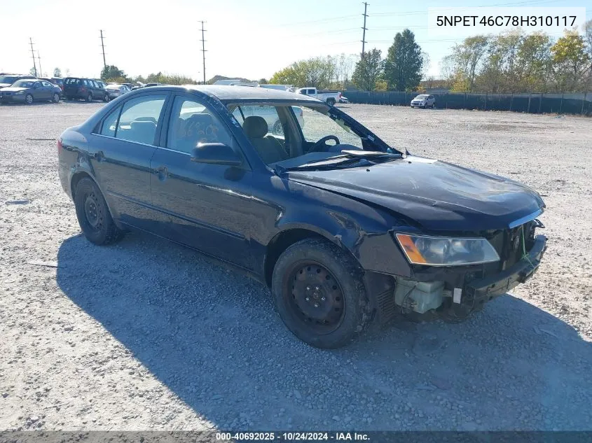 2008 Hyundai Sonata Gls VIN: 5NPET46C78H310117 Lot: 40692025