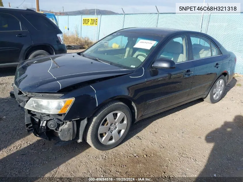 2008 Hyundai Sonata Gls VIN: 5NPET46C68H321318 Lot: 40694516