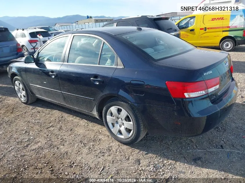 2008 Hyundai Sonata Gls VIN: 5NPET46C68H321318 Lot: 40694516