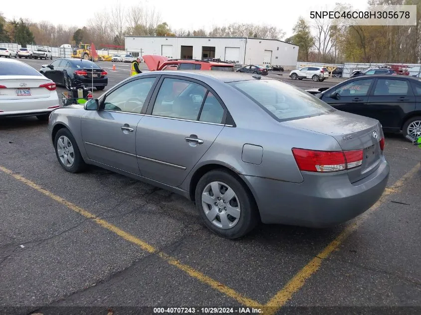 2008 Hyundai Sonata VIN: 5NPEC46C08H305678 Lot: 40707243