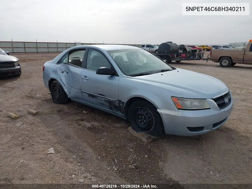 2008 Hyundai Sonata Gls VIN: 5NPET46C68H340211 Lot: 40726216