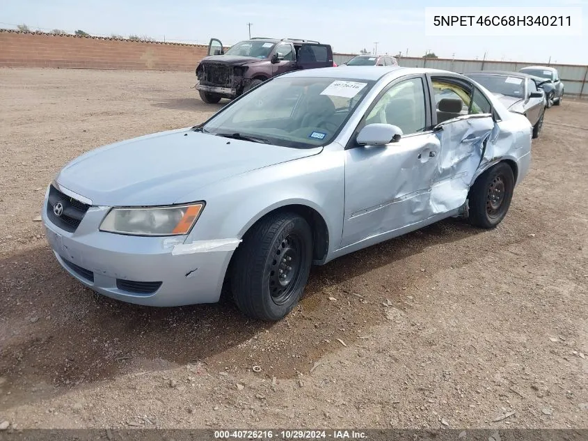 2008 Hyundai Sonata Gls VIN: 5NPET46C68H340211 Lot: 40726216