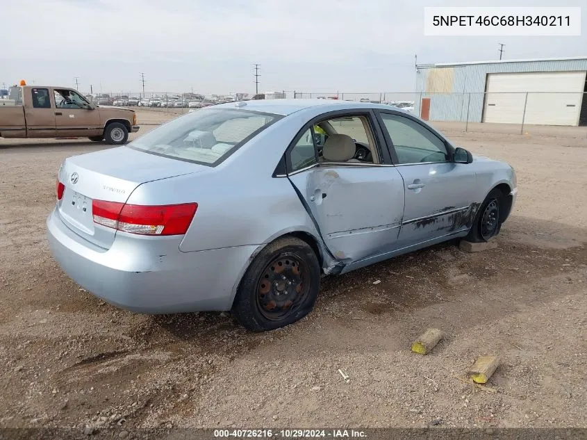 2008 Hyundai Sonata Gls VIN: 5NPET46C68H340211 Lot: 40726216