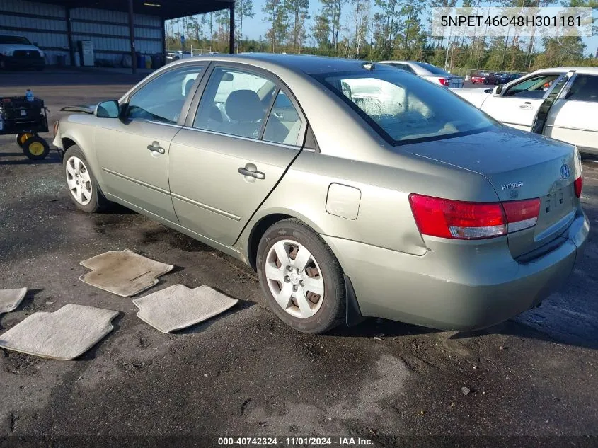 2008 Hyundai Sonata Gls VIN: 5NPET46C48H301181 Lot: 40742324