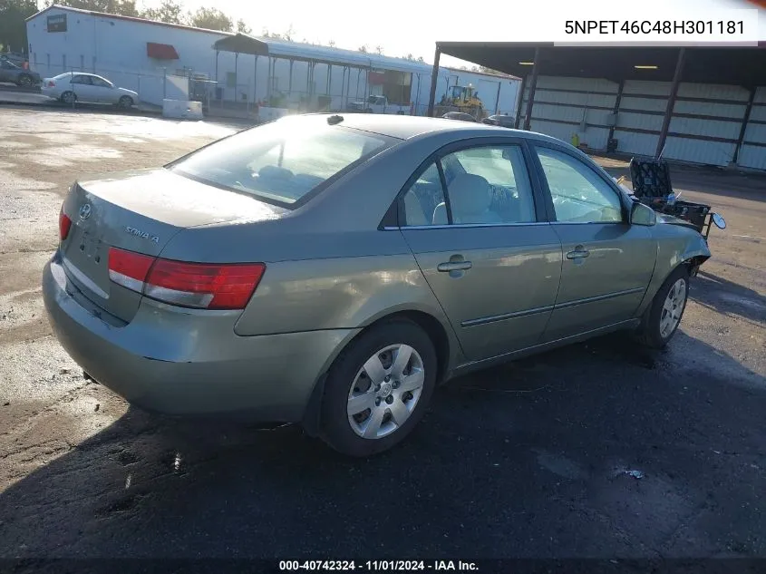 2008 Hyundai Sonata Gls VIN: 5NPET46C48H301181 Lot: 40742324