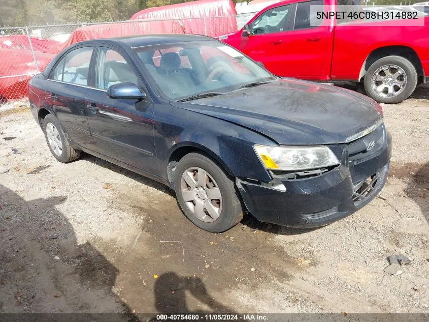 2008 Hyundai Sonata Gls VIN: 5NPET46C08H314882 Lot: 40754680