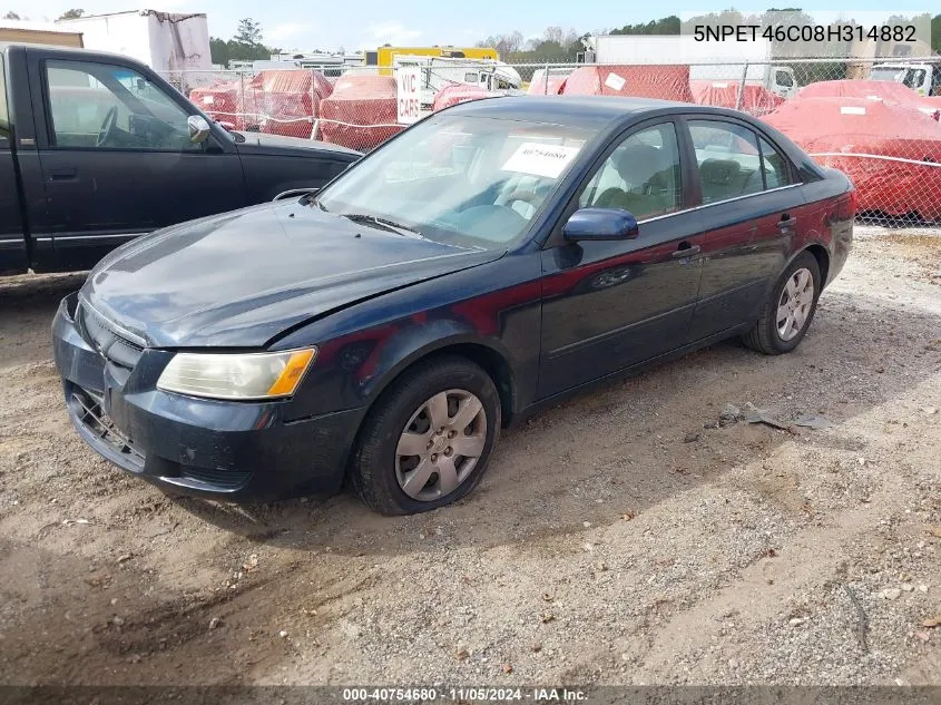 2008 Hyundai Sonata Gls VIN: 5NPET46C08H314882 Lot: 40754680