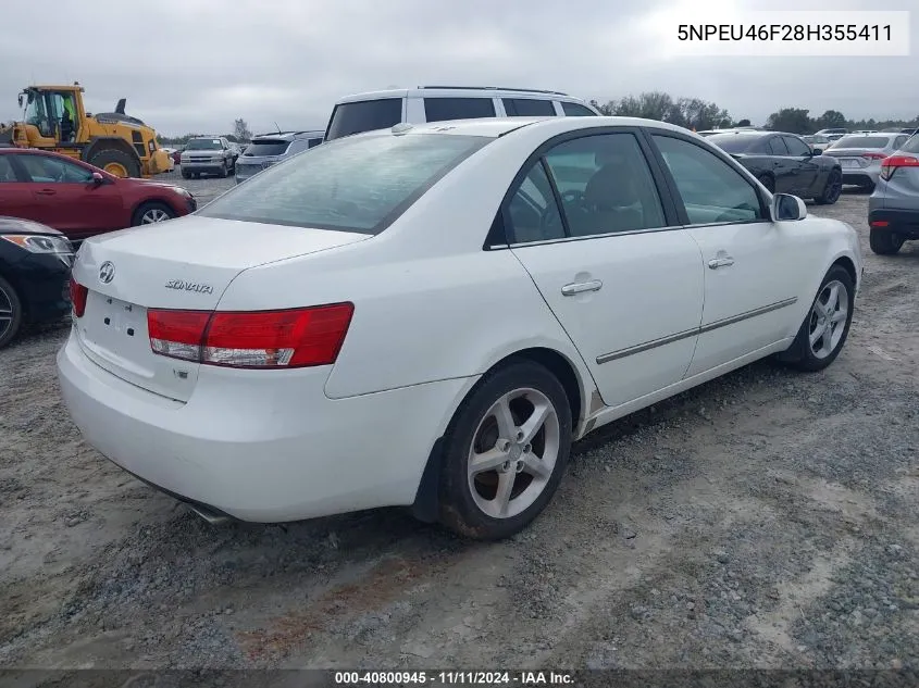 2008 Hyundai Sonata Limited V6/Se V6 VIN: 5NPEU46F28H355411 Lot: 40800945