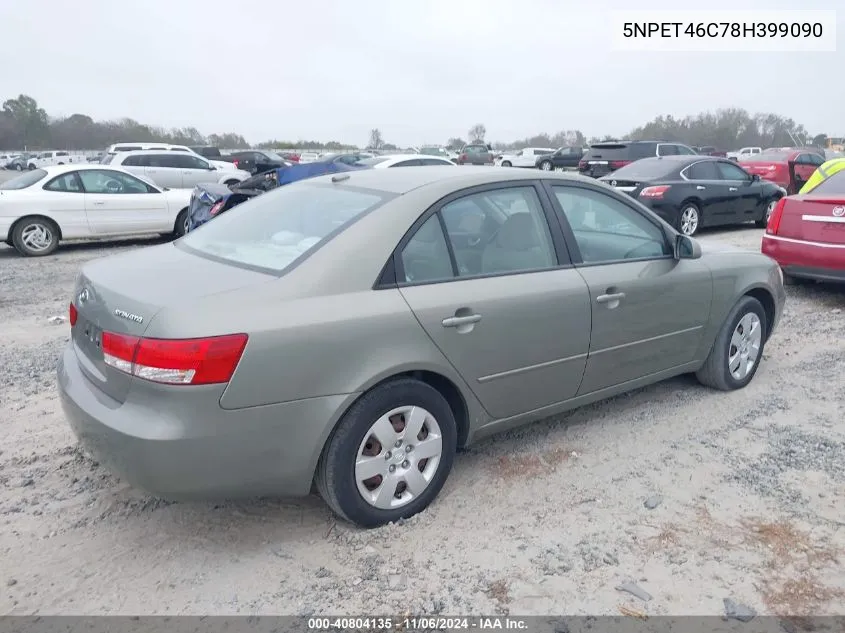 2008 Hyundai Sonata Gls VIN: 5NPET46C78H399090 Lot: 40804135