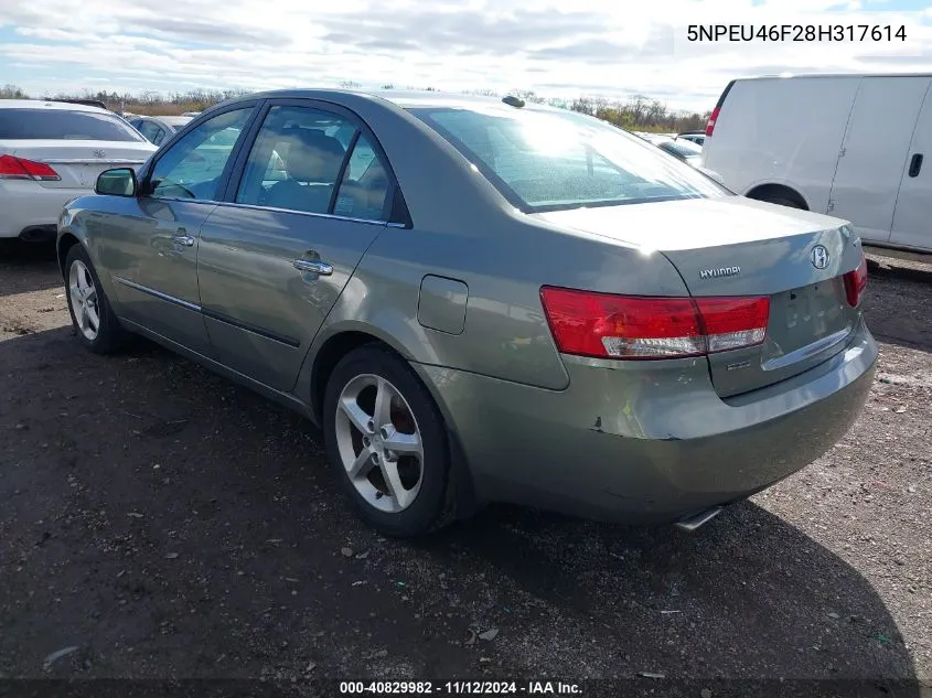 2008 Hyundai Sonata Limited V6/Se V6 VIN: 5NPEU46F28H317614 Lot: 40829982