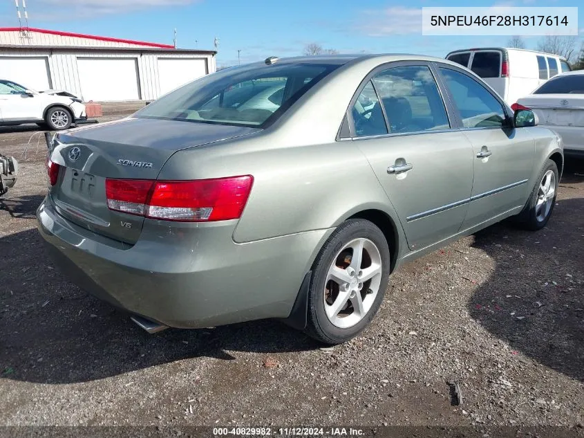 2008 Hyundai Sonata Limited V6/Se V6 VIN: 5NPEU46F28H317614 Lot: 40829982