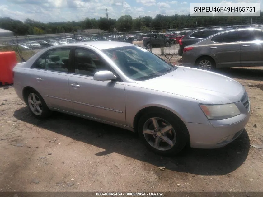 5NPEU46F49H465751 2009 Hyundai Sonata Se V6