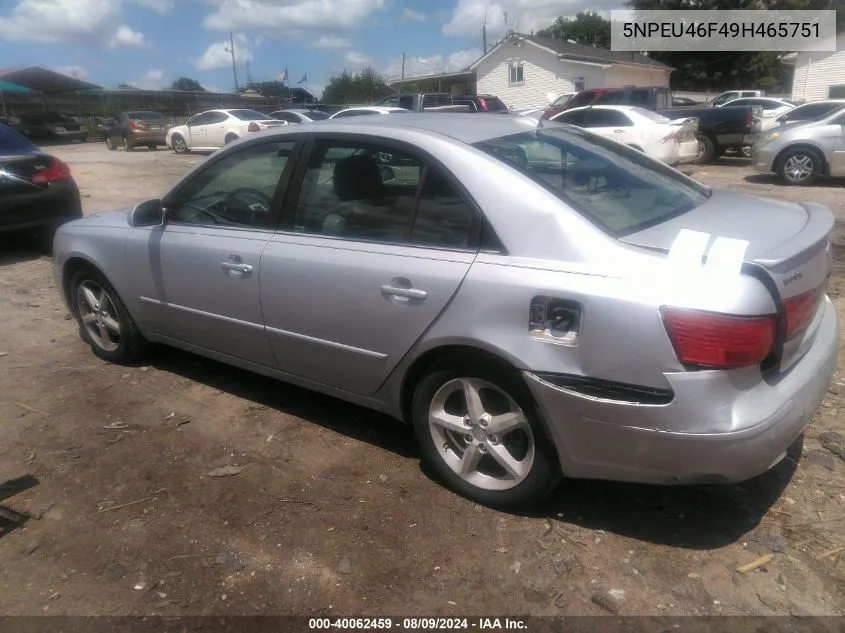 5NPEU46F49H465751 2009 Hyundai Sonata Se V6